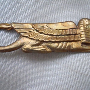 Vintage Oxidized Brass Egyptian Sphinx Stamping image 1
