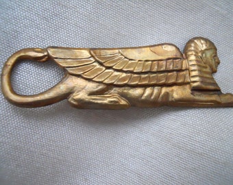 Vintage Oxidized Brass Egyptian Sphinx Stamping