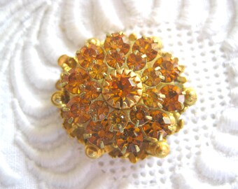 Vintage Swarovski Topaz Rhinestone 3 Strand Clasp