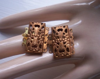 Vintage Filigree Clasp Pair 4 Strand