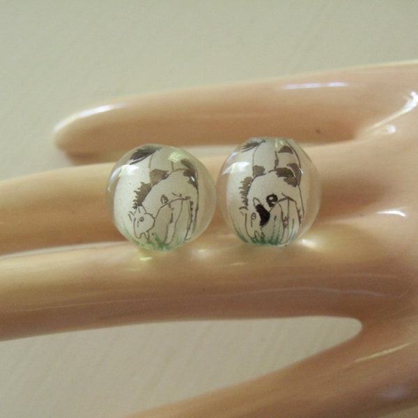 Horse Beads  Handpainted Cased Glass