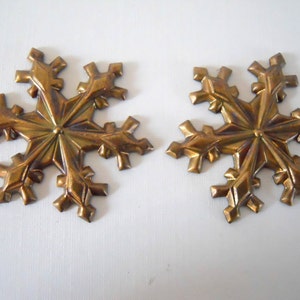 Pair Vintage Brass Snowflake Stampings image 4