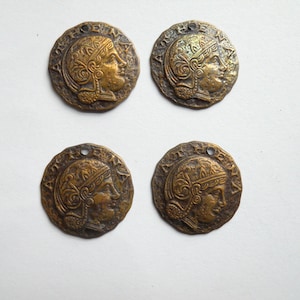 Vintage Brass Warrior Coin Charms