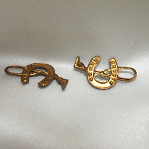 Pair Vintage Brass Equestrian Horse Shoe Crop Charms image 3