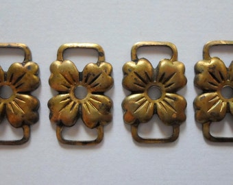 Vintage Oxidized Brass Flower Connectors