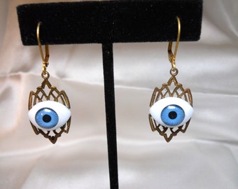 Pair Vintage Blue Eye Earrings