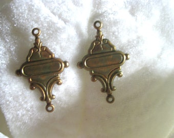 Pair Victorian Brass Earring Connector Findings