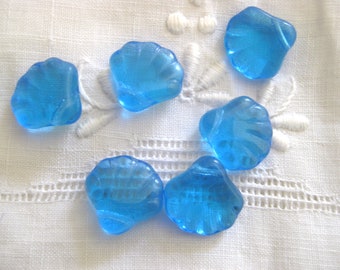 Lot Czech Glass Blue Scallop Shell Beads
