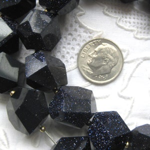 Blue Goldstone Faceted Nugget Bead Strand image 2
