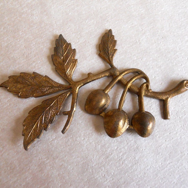 Vintage Brass Cherry Tree Branch Stamping