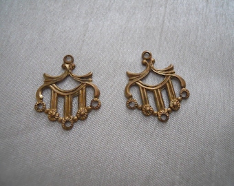 Vintage Oxidized Brass Art Deco Chandelier Findings