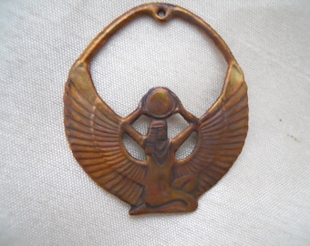 Vintage Oxidized Brass Egyptian Pendant Finding