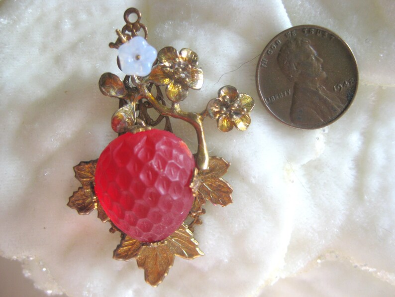 Vintage Glass Strawberry Pendant image 2