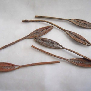 Vintage Filigree Oxidized Brass Leaves