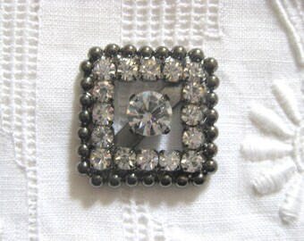 Vintage Crystal Rhinestone Square Finding