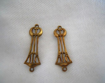 Edwardian Brass Ox Connector Pair