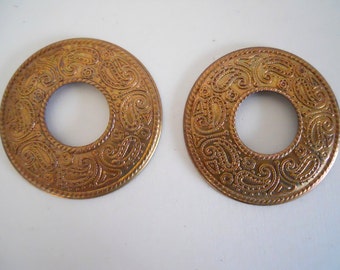 2 Vintage  Brass Circle Stampings