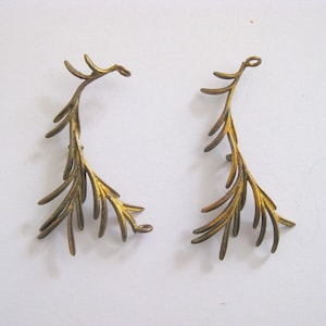 Pair Brass Pine Tree Branch Stamping