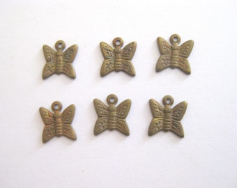 6 Tiny Brass Butterflies