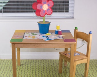 Splat Mat/Tablecloth "Green Trains" - Laminated Cotton BPA  & PVC Free - Choose Your Size below!