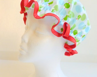 ヴィンテージ シャワーキャップ ホワイトランタン 大人サイズ - 拭いて洗える、BPAフリー