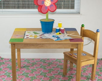 Splat Mat/Tablecloth "Tea Rose" - Laminated Cotton BPA  & PVC Free - Choose Your Size below!