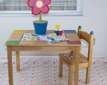 Splat Mat/Tablecloth "Girls Letters" - Laminated Cotton BPA  & PVC Free - Choose Your Size below!