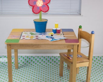 Splat Mat/Tablecloth "Blue Lanterns" - Laminated Cotton BPA  & PVC Free - Choose Your Size below!