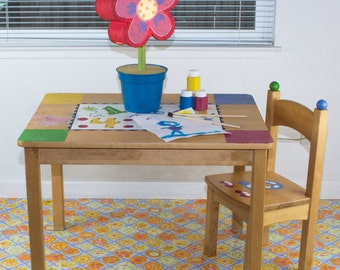 Splat Mat/Tablecloth "Periwinkle Lattice and Roses" - Laminated Cotton BPA  & PVC Free - Choose Your Size below!