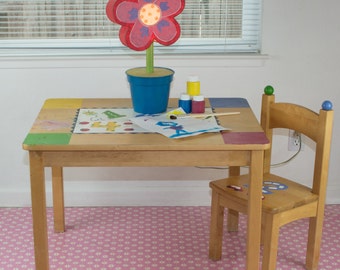 Splat Mat/Tablecloth "Pink Starburst" - Laminated Cotton BPA  & PVC Free - Choose Your Size below!