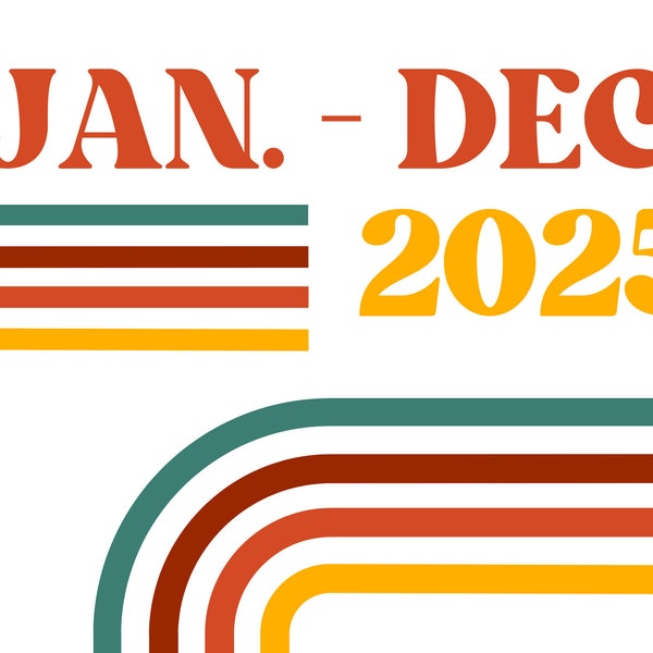 2025 Wall Calendar Retro Etsy