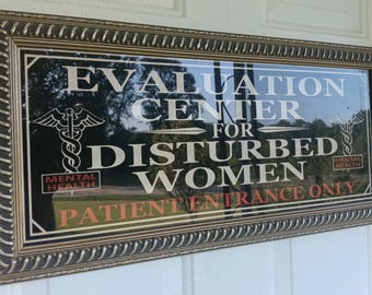 Insane Asylum Entrance Sign: Vintage Framed Picture
