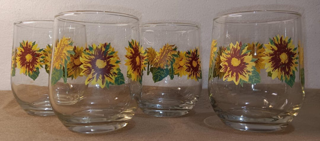 Vintage Sunflower Glasses With Sunflowers on Glasses With Sunflower ...
