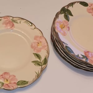 Vintage Franciscan Desert Rose Plates, Set of 7 (8.5 Inch)