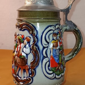 Vintage German Beer Stein Made in Germany Beer Stein with Lid - Vintage West German Beer Stein with Lid Made in Germany Stein with Lid