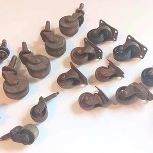 Vintage Iron Caster Wheels: Antique Furniture Casters Lot