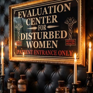 Gothic Asylum Sign ' Disturbed Women Evaluation Center , Dark Academia Glam Goth Home Decor
