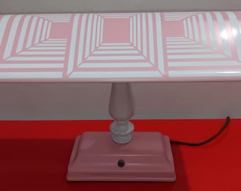 Vintage Mid-Century Pink Geometric Table Lamp