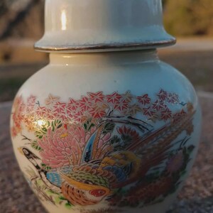 Vintage Satsuma Ginger Jar, Hand-Painted Golden Pheasant Design