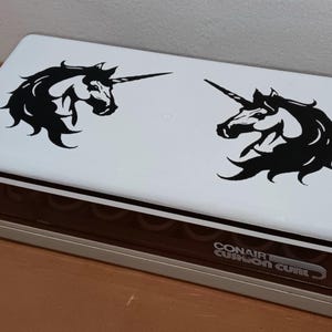 Vintage Conair Hot Curlers: Hand-Painted Unicorn Design