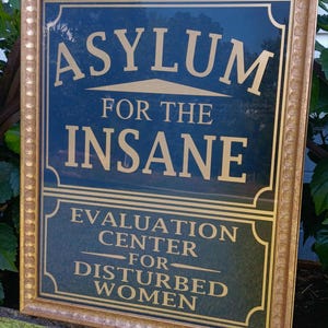 Handmade Insane Asylum Sign: Repurposed Vintage Frame