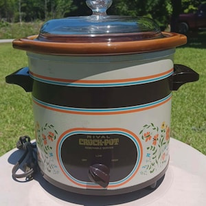 Vintage Electric Crock Pot with Removable Cooking Vessel ' Rival Slow Cooker with Glass Lid  ' Retro Kitchen Appliance