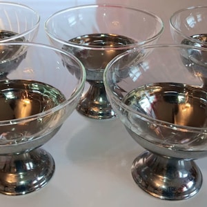 Vintage Sherbet Cups with Depression Glass Ice Cream Bowls with Metal Bases Glass Sherbet Bowls for Sherbet