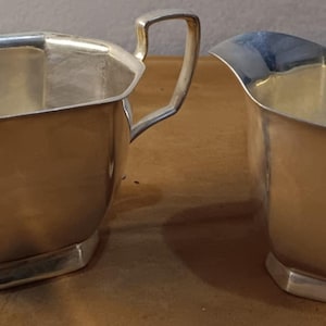 Vintage Silver Plated Sugar and Creamer Set by W.M. Mounts Sugar and Creamer Set of Silver Plated Sugar and Creamer Bowls