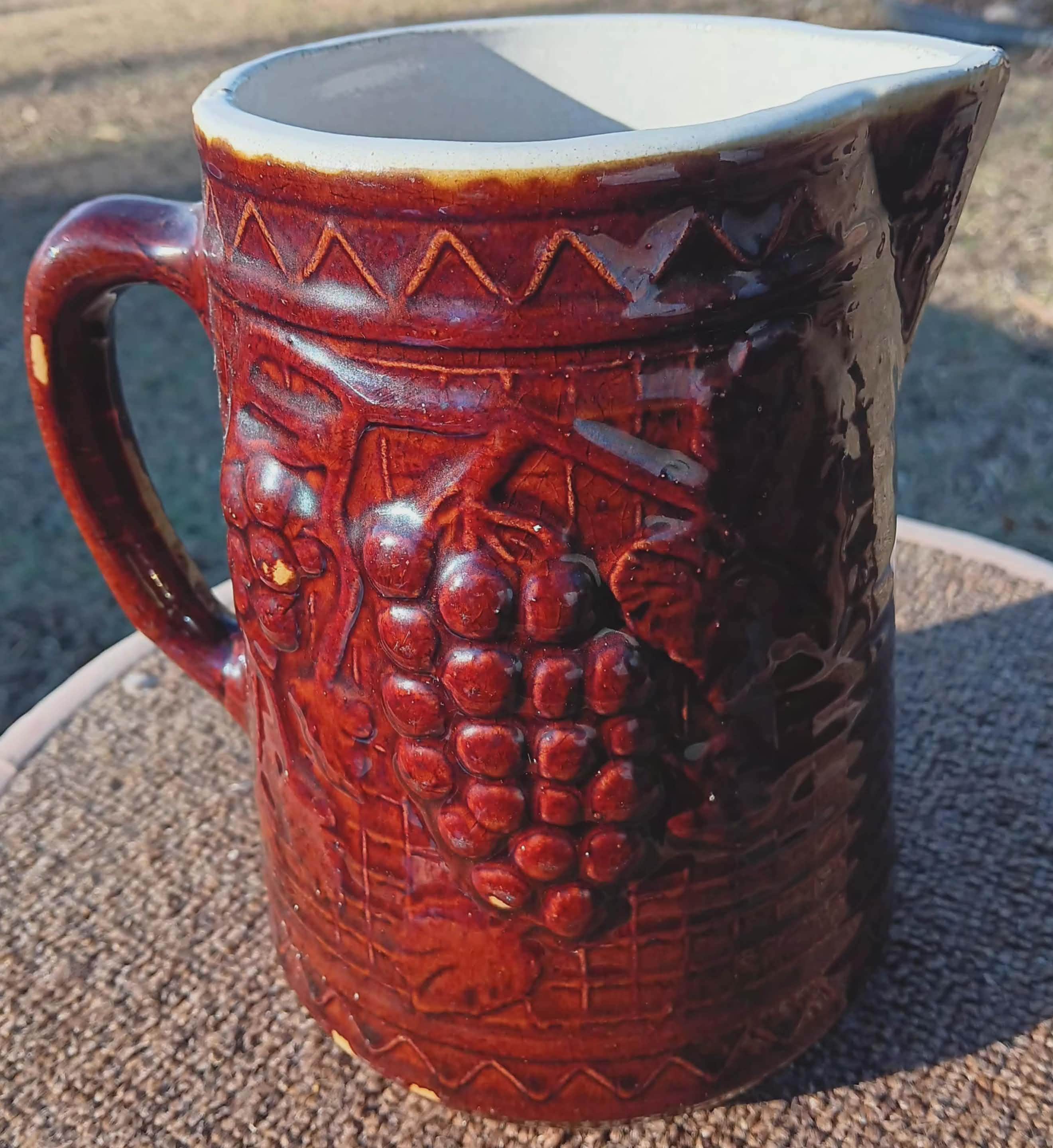 Vintage North Star Stoneware Pitcher: Brown Glazed Grape Design - Etsy