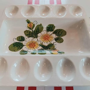 Vintage Ceramic Deviled Egg Plate: Holiday Serving Platter