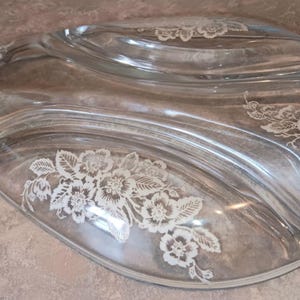 Vintage Floral Divided Relish Dish with Silver Rim
