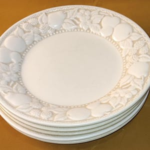Vintage Metlox Vernon Ware Saucers: Embossed Fruit Design, Set of 4