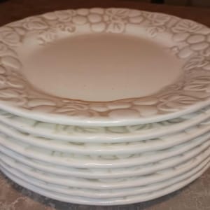 Vintage Vernon Ware Saucers: Metlox Poppytrail Fruit Embossed Set
