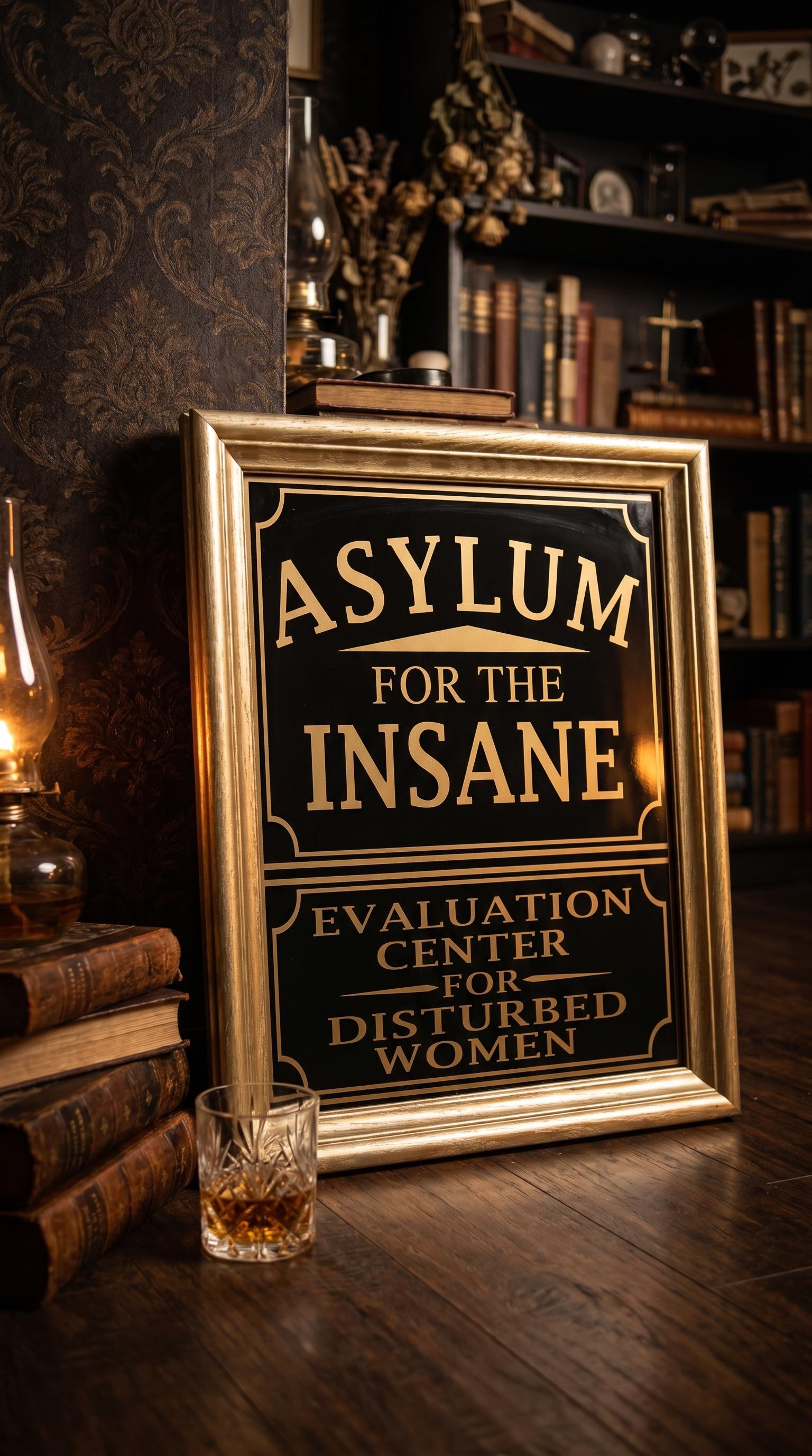 Custom Painted Insane Asylum Sign ' State Penitentiary Sign